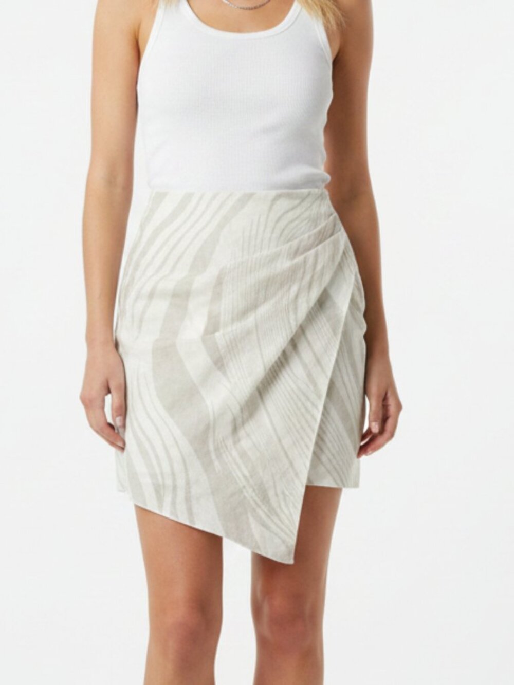 Nikki Valenti 100% Linen Tropical Print Knee Length Skirt NEW 2